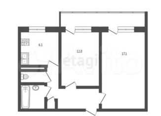 Продам 2-ком. квартиру, 46.9 м2, деревня Писковичи, деревня Писковичи, 12