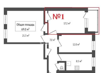Комната на продажу, 69 м2, Новосибирск, улица Челюскинцев, 7, Железнодорожный район