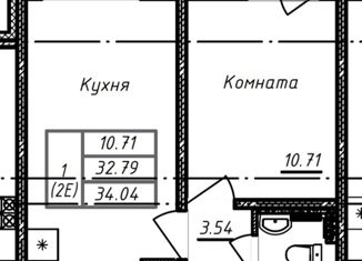 Продажа однокомнатной квартиры, 33 м2, Санкт-Петербург, Северный проспект, 107, ЖК Ручьи