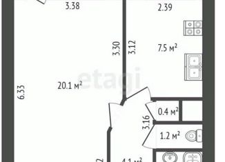 Однокомнатная квартира на продажу, 35.4 м2, Санкт-Петербург, Пражская улица, 32, Фрунзенский район