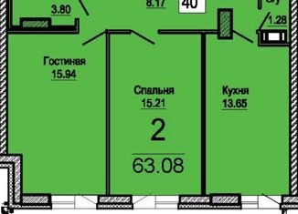 Продам 2-комнатную квартиру, 63.08 м2, Санкт-Петербург, Кингисеппское шоссе, 4