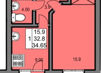 Однокомнатная квартира на продажу, 34.65 м2, Нефтекамск, Городская улица, 12/3