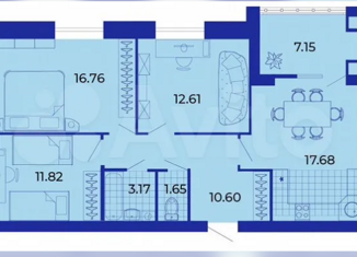 Продажа трехкомнатной квартиры, 81.7 м2, Брянск, улица Ильи Иванова, 3, ЖК Квартал Художников