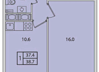 Продается 1-комнатная квартира, 38 м2, посёлок Новогорелово, улица Современников, 1к3, ЖК Ветер Перемен