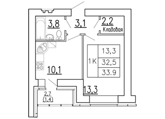 Продам однокомнатную квартиру, 33.9 м2, Воронеж, Коминтерновский район