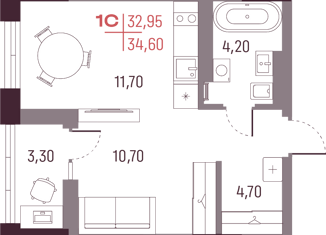 Продаю квартиру студию, 32.95 м2, Екатеринбург, метро Чкаловская