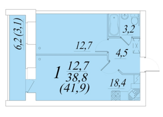 Однокомнатная квартира на продажу, 41.9 м2, Вологда, улица Возрождения, 53, микрорайон Южный
