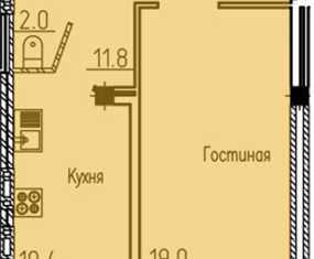 1-комнатная квартира на продажу, 46 м2, Воронеж, улица Козо-Полянского, 3, ЖК Спутник