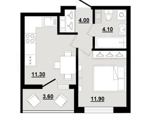 Однокомнатная квартира на продажу, 33.1 м2, Санкт-Петербург, Манчестерская улица, 3, ЖК Светлана Парк