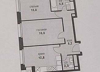 2-ком. квартира на продажу, 58.2 м2, деревня Румянцево, улица Инженера Кнорре, 7к2