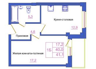 Однокомнатная квартира на продажу, 41.1 м2, Псковская область, Александровский проезд, 5