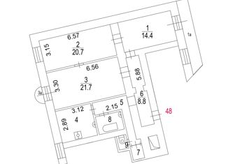 Продается трехкомнатная квартира, 85.7 м2, Москва, проспект Мира, 54, метро Проспект Мира