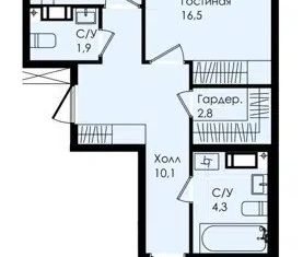 Двухкомнатная квартира на продажу, 64.8 м2, Коммунар, улица Просвещения, 2