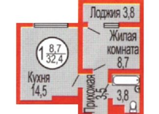 Продам однокомнатную квартиру, 33 м2, Оренбург, Уральская улица, 2/24, Ленинский район