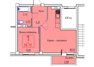 Продам 1-ком. квартиру, 38.7 м2, поселок городского типа Ильский, улица Свердлова, 184
