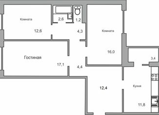 Продается 3-комнатная квартира, 82.4 м2, Луга, проспект Кирова, 83к1