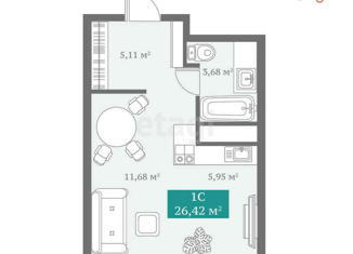 Продажа квартиры студии, 26.42 м2, Тюменская область