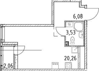Квартира на продажу студия, 31.93 м2, деревня Новосаратовка