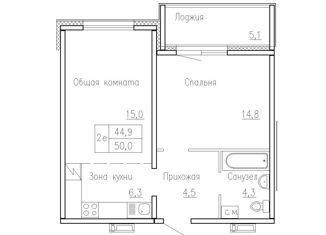 Продается 2-комнатная квартира, 45 м2, рабочий посёлок Краснообск, 3-й микрорайон, 14/1