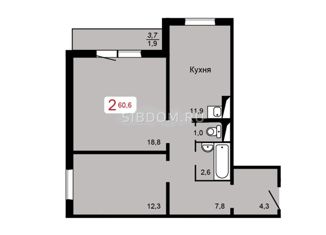 Продам 2-комнатную квартиру, 60.6 м2, Красноярск, жилой комплекс Мичурино, 2.3