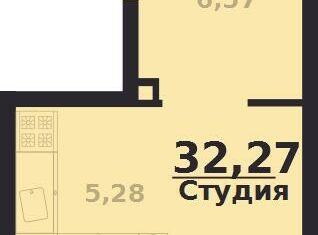 Однокомнатная квартира на продажу, 32.27 м2, Ульяновск, проспект Генерала Тюленева, 32к1