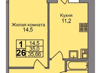 Продам 1-комнатную квартиру, 35.66 м2, Ижевск, Индустриальный район, улица Халтурина, 41