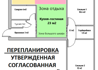 3-комнатная квартира на продажу, 56.3 м2, Санкт-Петербург, улица Шевченко, 29, улица Шевченко