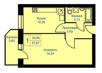 Однокомнатная квартира на продажу, 36.1 м2, Первоуральск, улица Сакко и Ванцетти, 10