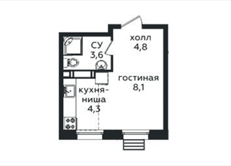 Продам квартиру студию, 20.8 м2, деревня Столбово