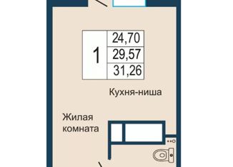 Продажа квартиры студии, 31 м2, Красноярск, ЖК Светлогорский, Светлогорский переулок, 2о