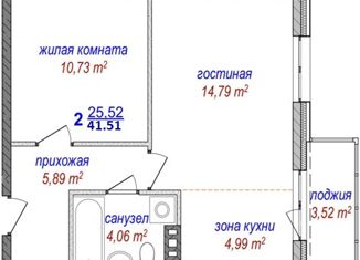 Продам однокомнатную квартиру, 41.51 м2, Сосновый Бор, Комсомольская улица