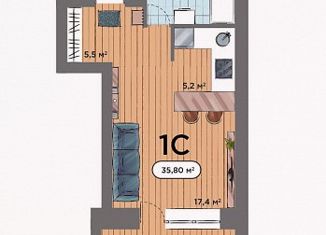 Продаю квартиру студию, 35.8 м2, Новосибирская область