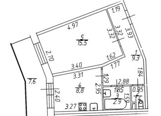 1-комнатная квартира на продажу, 38 м2, Санкт-Петербург, Петергофское шоссе, 86к3, муниципальный округ Сосновая Поляна