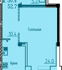 Продается 1-комнатная квартира, 49.7 м2, Воронеж, ЖК Спутник