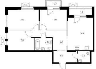 Продам 3-комнатную квартиру, 82 м2, Тюмень, Полевая улица, 117к8, ЖК Озёрный Парк