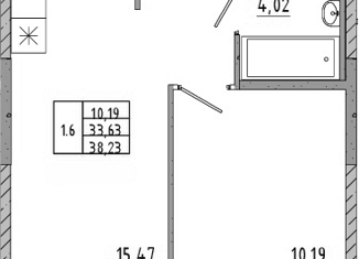 1-ком. квартира на продажу, 33.63 м2, поселок Бугры, ЖК Новые Горизонты