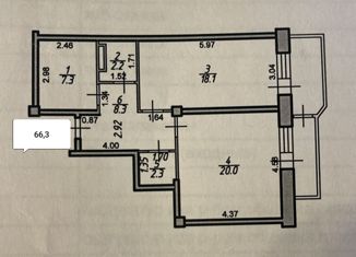 Продаю 1-комнатную квартиру, 66 м2, Ставрополь, микрорайон № 5, улица Лермонтова, 212