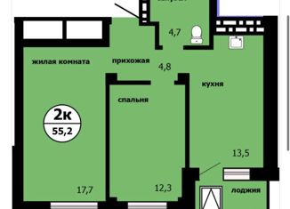 Продаю двухкомнатную квартиру, 55.2 м2, Красноярск, улица Лесников, 43Б