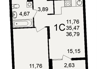 Продажа двухкомнатной квартиры, 37 м2, Рязань, Куйбышевское шоссе, 19, Октябрьский административный округ