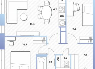 Продается двухкомнатная квартира, 49 м2, Москва, Окская улица, 7Ак1, метро Окская