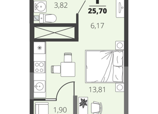 Продается 1-комнатная квартира, 26 м2, Рязань, микрорайон Олимпийский городок, 4, Октябрьский район