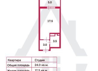 Продается квартира студия, 24 м2, Санкт-Петербург, Манчестерская улица, 3к2, метро Удельная