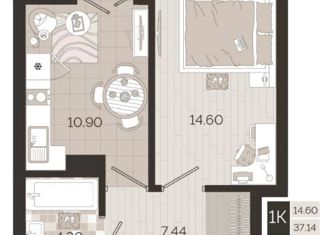 Однокомнатная квартира на продажу, 37.14 м2, Новосибирск, улица Гоголя, 204Б, метро Берёзовая роща