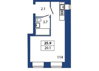 Продается 1-комнатная квартира, 25.9 м2, Санкт-Петербург, улица Шкапина, 24Б, метро Балтийская
