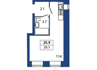 Продается 1-комнатная квартира, 25.9 м2, Санкт-Петербург, улица Шкапина, 24Б, муниципальный округ Екатерингофский