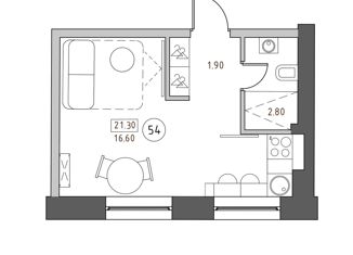 Продается квартира студия, 21.3 м2, Санкт-Петербург, улица Швецова, 4, метро Нарвская