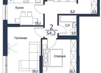 Продается 2-ком. квартира, 54.2 м2, Красноярск, улица Петра Подзолкова, Центральный район