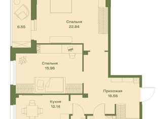 Продается 2-комнатная квартира, 78.4 м2, посёлок городского типа Барсово, Кубанская улица, 19