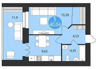 Продажа 1-комнатной квартиры, 34.7 м2, Ярославль, 1-я Приволжская улица, 10А, ЖК Московский Квартал