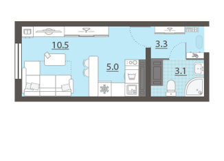 Продам квартиру студию, 21.5 м2, Екатеринбург, Латвийская улица, 58/3, ЖК Хрустальные Ключи